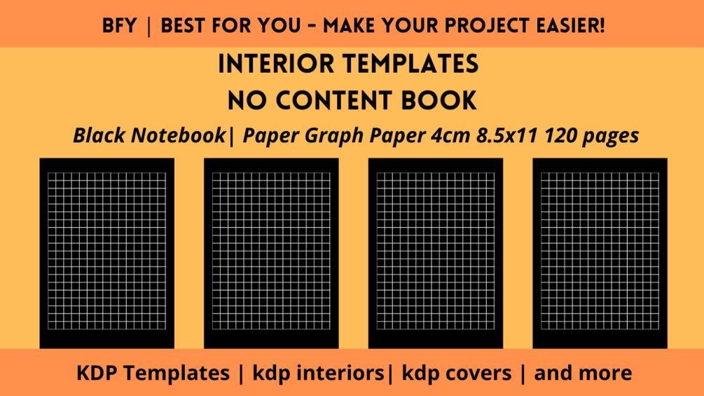 Black Notebook Paper Graph Paper 4cm 8.5x11 120 pages