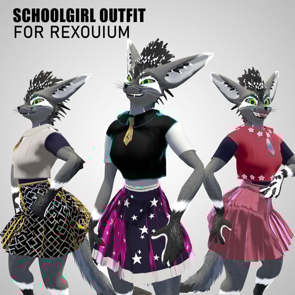Schoolgirl outfit for Rexouium ( VRCHAT / SDK3 )