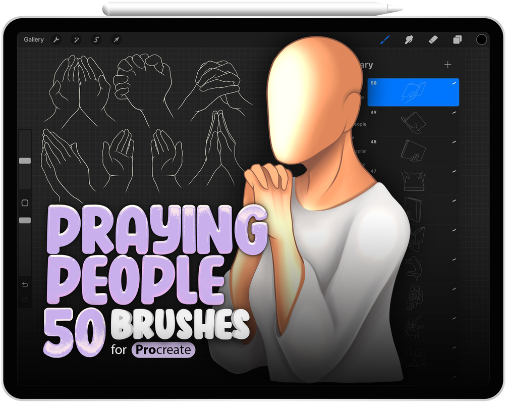 50 Praying People Brushes Collection for Procreate by ProCreativeBreeze