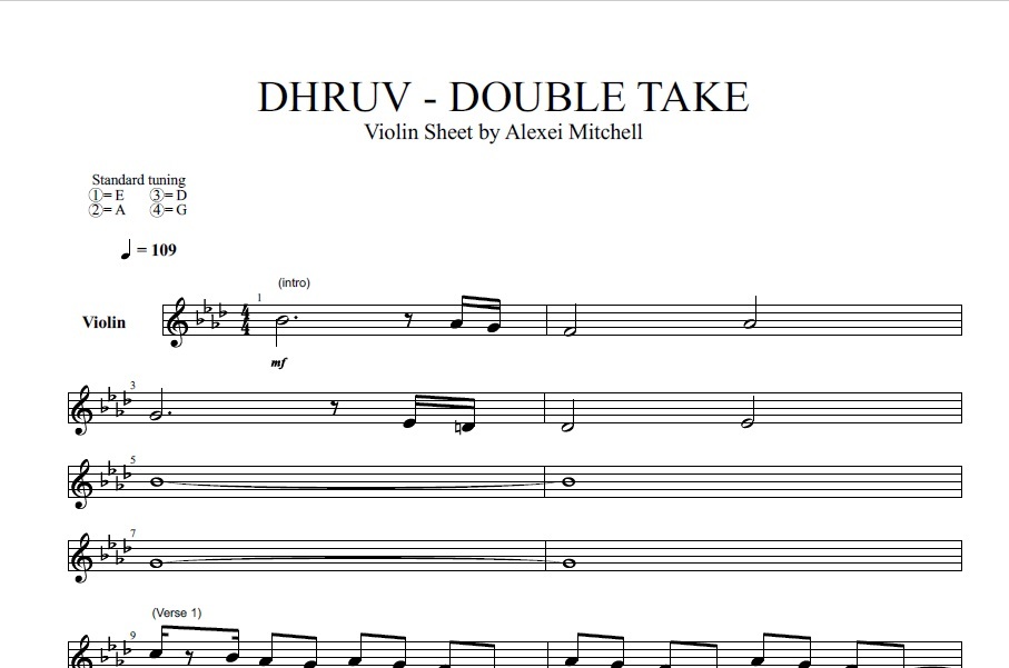 Dhruv - Double Take Violin Sheet