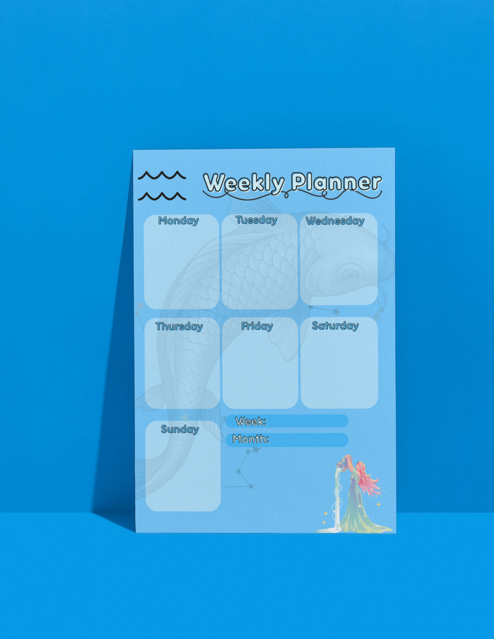 Aquarius Zodiac Digital Weekly Planner