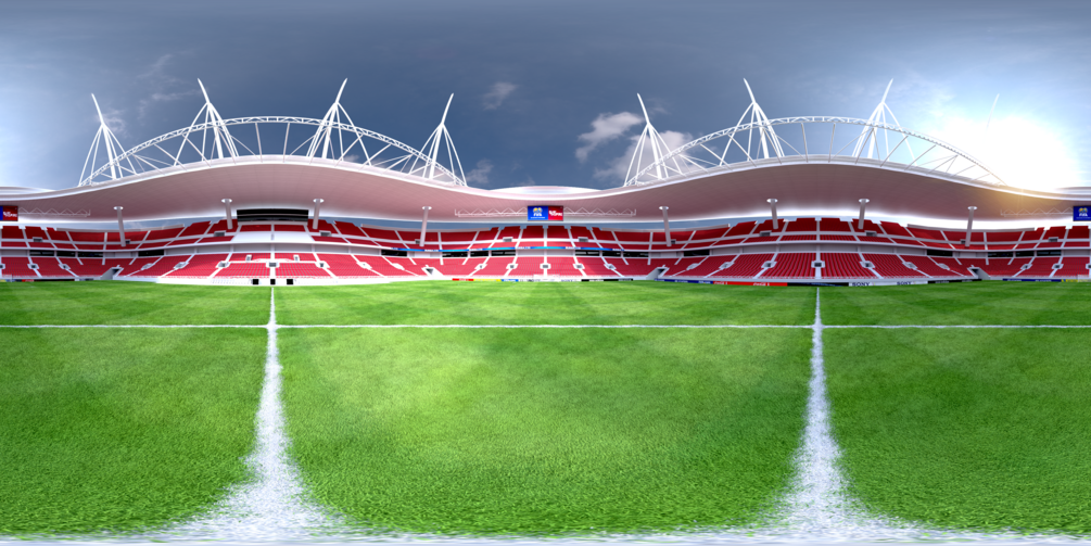 панорама восточноевропейского города с футбольным стадионом