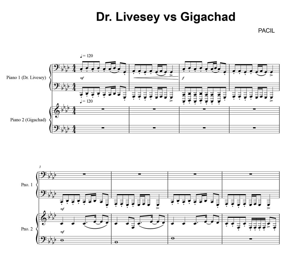 Dr. Livesey vs Gigachad (SHEET MUSIC)