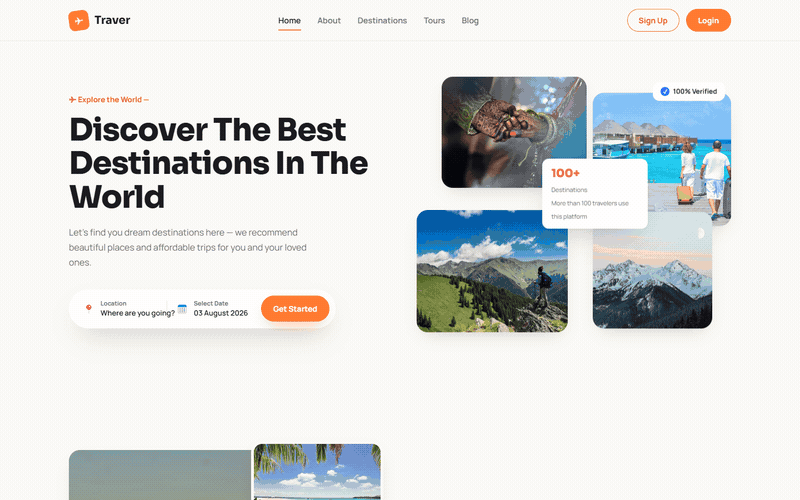Desktop source preview for Travly — Modern Travel Agency & Tourism Website Template (HTML5 + Bootstrap 5 + WordPress + Elementor) 