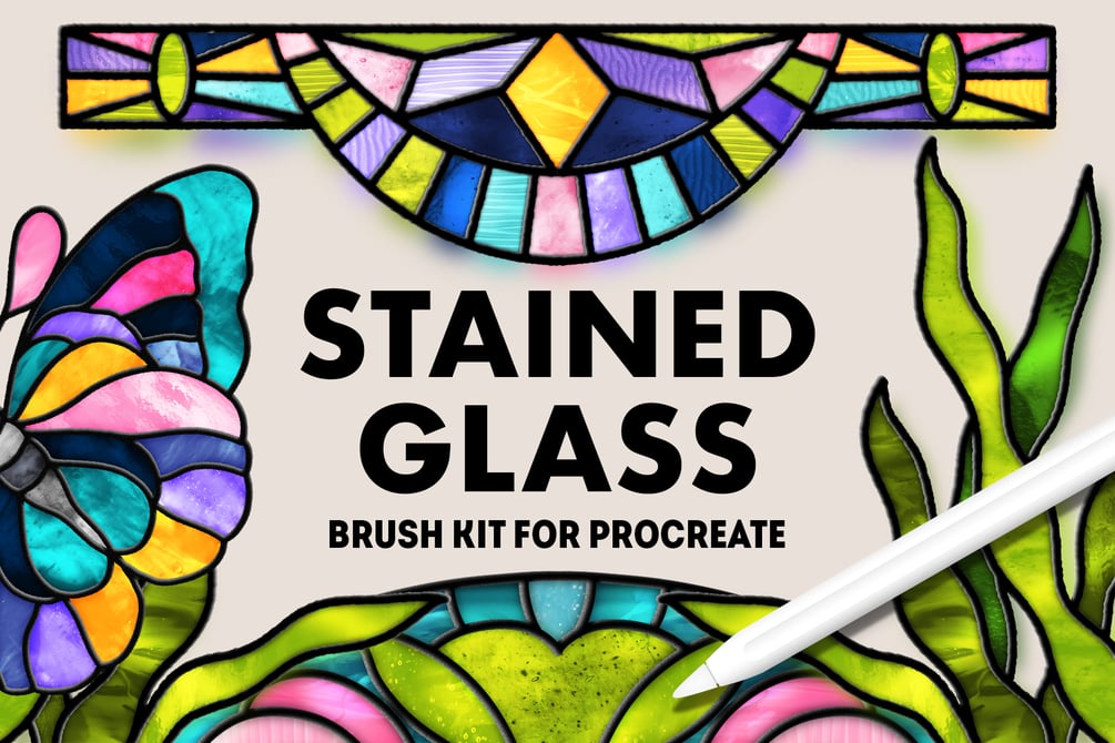 Stained Glass Brushes For Procreate by SeamlessTeam