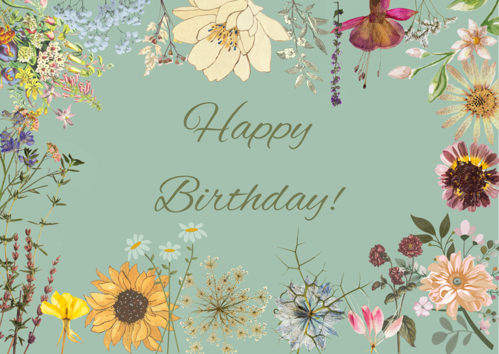 Wild flowers - Greeting card (Happy Birthday)