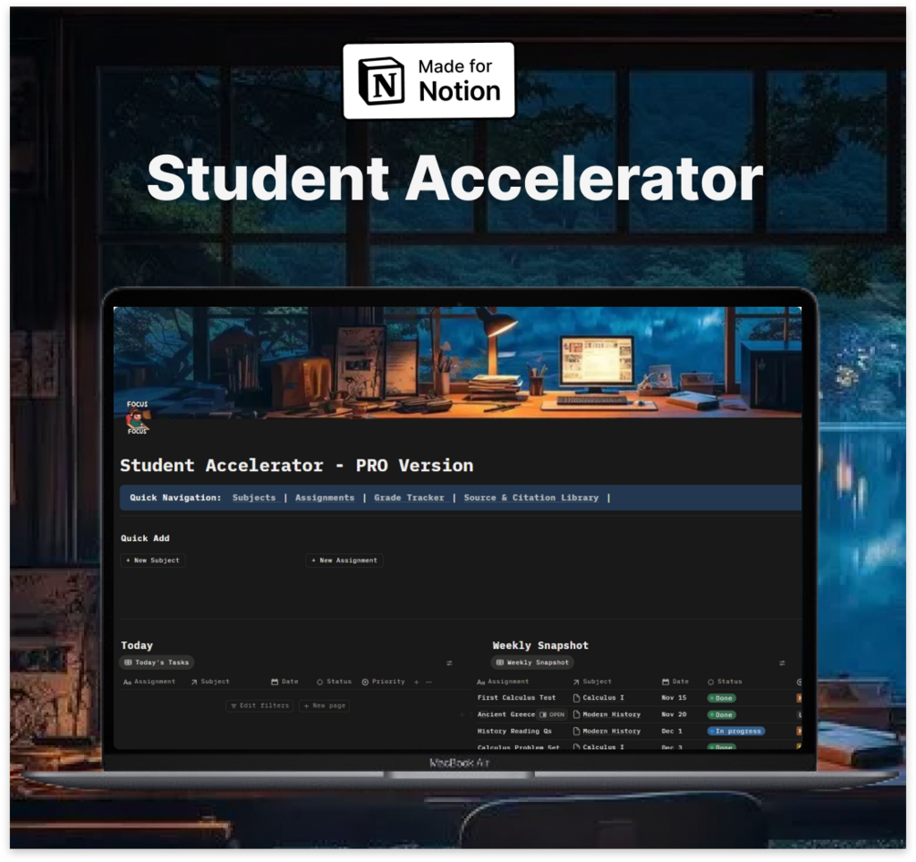 Student Accelerator Pro - Notion Template