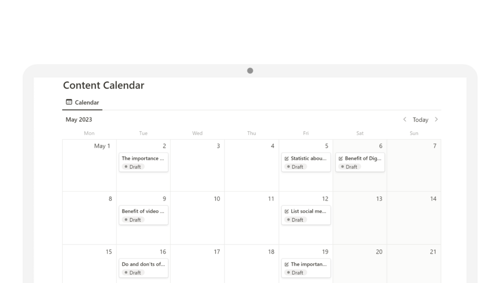 Social Media Calendar Template