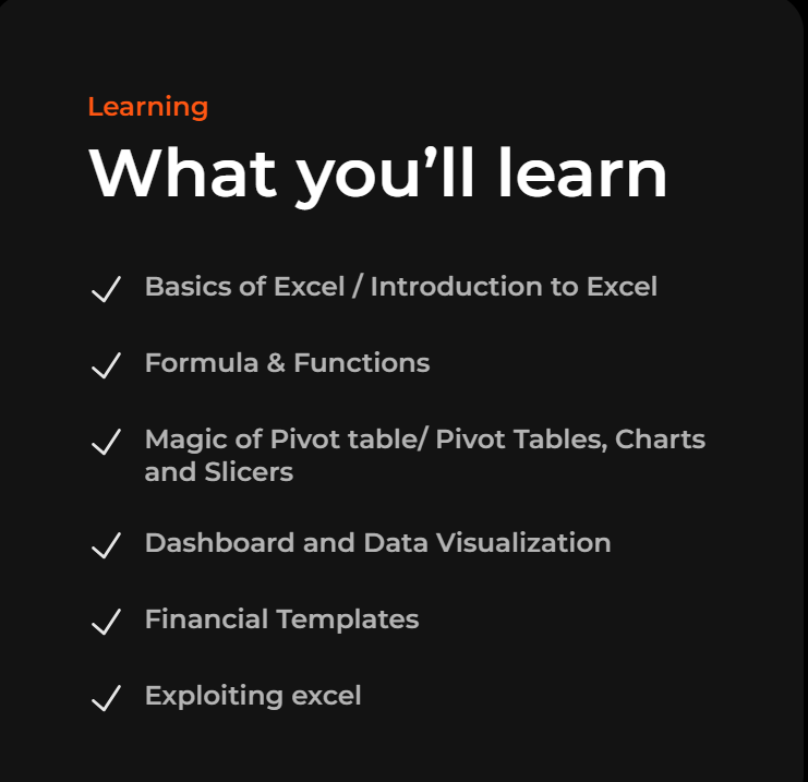 Ms excel for finance course 