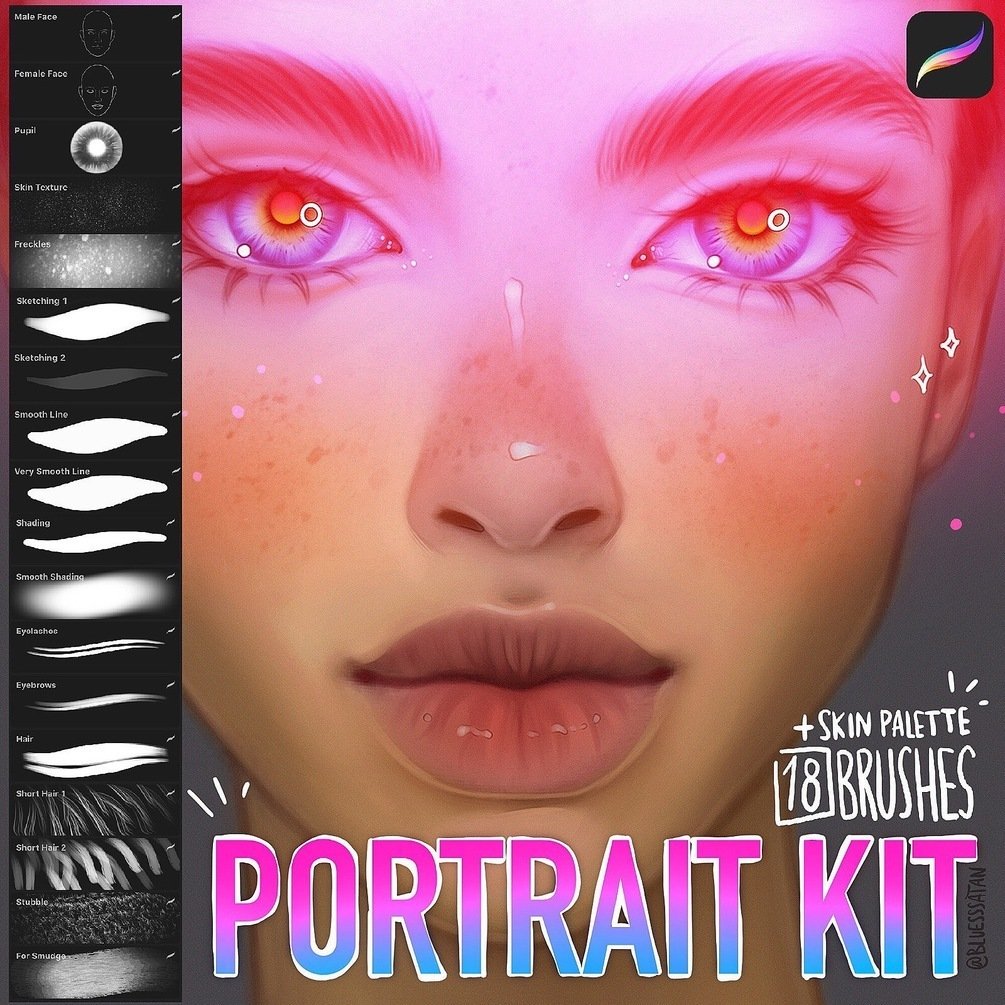 PORTRAIT KIT 18 brushes + skin palette for PROCREATE APP by Julia Razumova