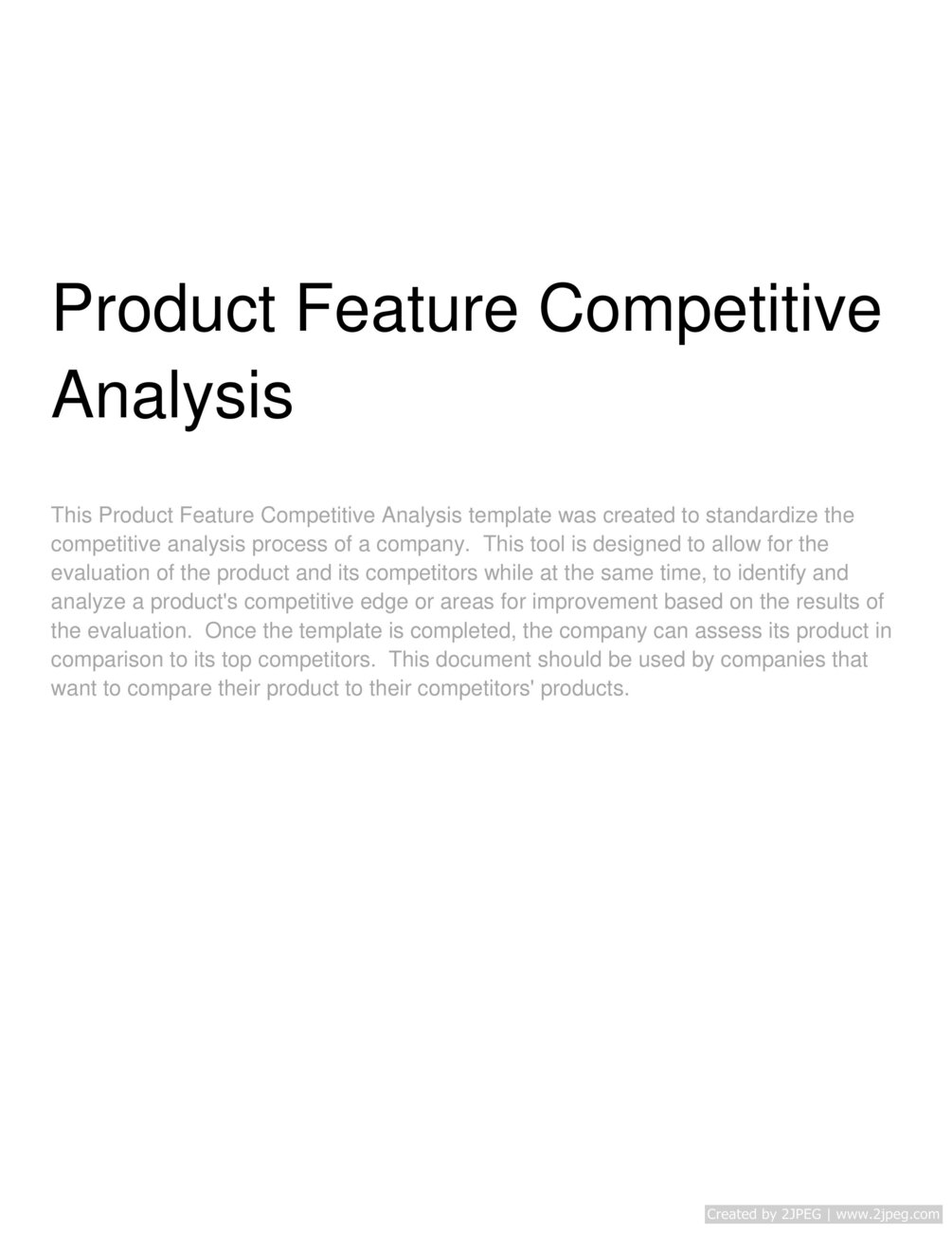 Product Feature Competitive Analysis