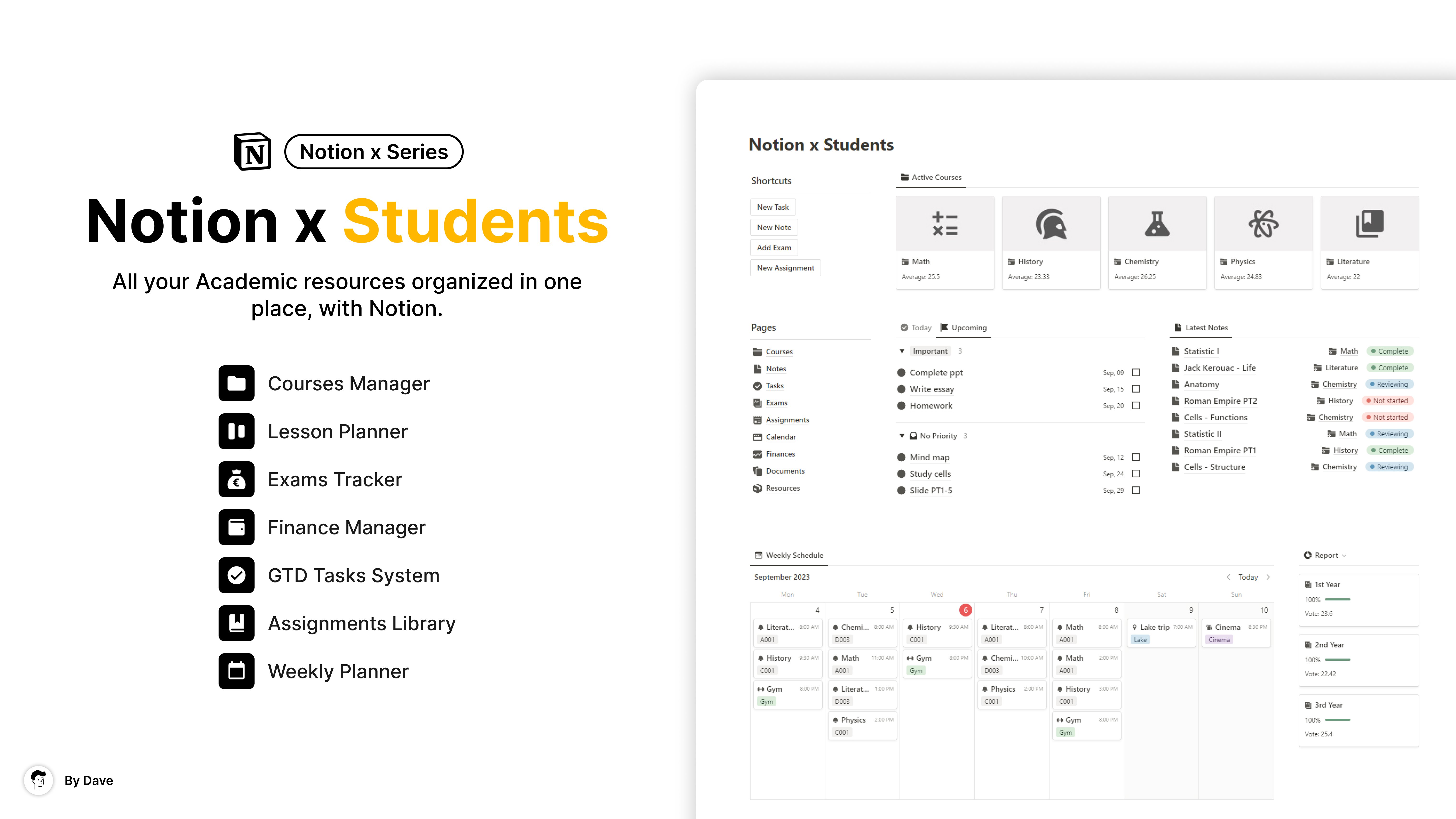 Screenshot of Student starter pack Notion templates for college students