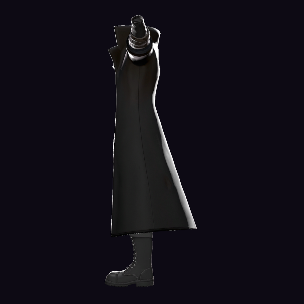 Sovereign Noir — the opposite side, showing the raised collar and coat line