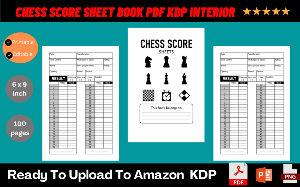 Chess Score Sheet Book PDF KDP Interior