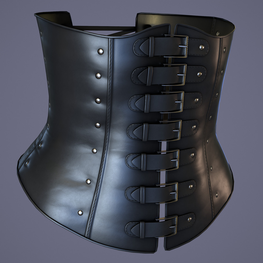 3D model Black Leather Underbust Victorian Corset Top VR / AR