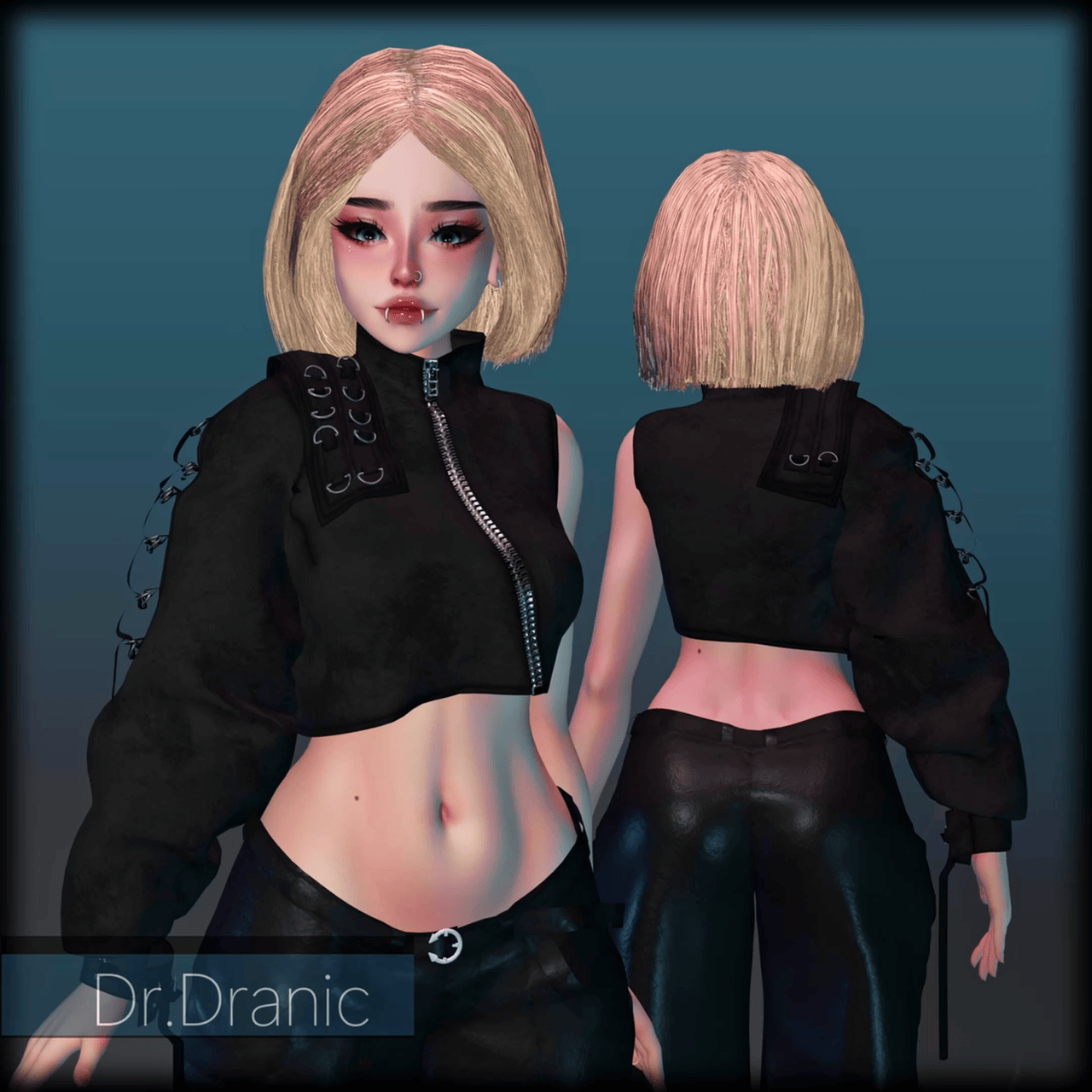 [Techwear] Asymmetrical Mono-Sleeve Crop Top for ZinPia E-girl