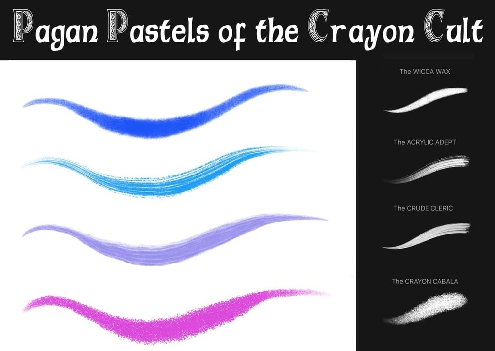 Pagan PASTELS of the CRAYON Cult: 20+ Pastel, Crayon & Dry Paint Brushes for Procreate by GeorgBrush.club | 2000+ Procreate Brushes