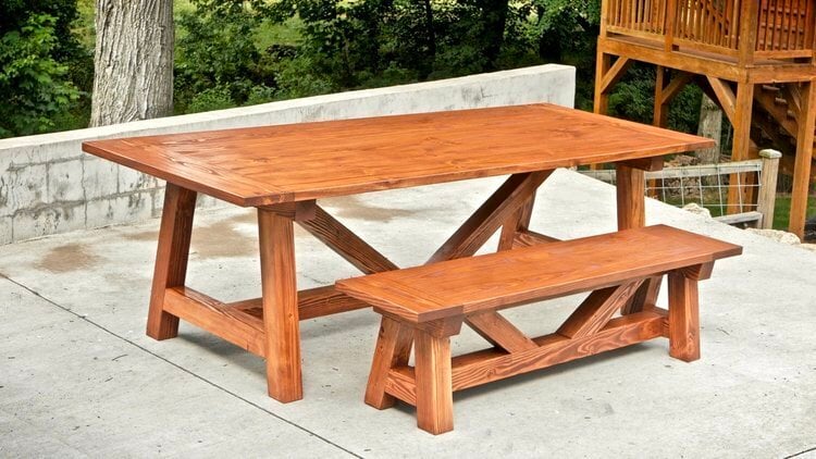 Outdoor farm best sale table and bench