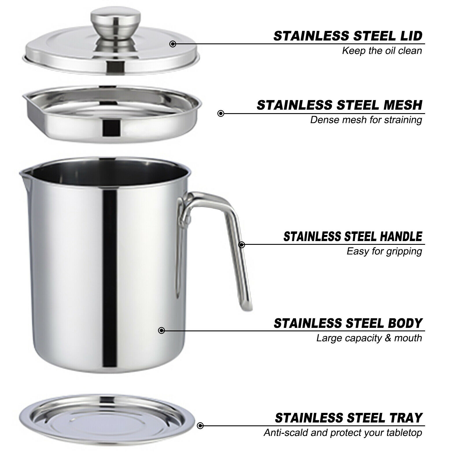 Oil Can Stainless Steel Filter Screen Kitchen Oil Storage Filter Household With Lid Lard Residue