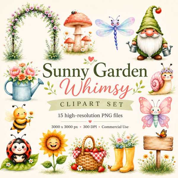 Sunny Garden Whimsy Clipart Set