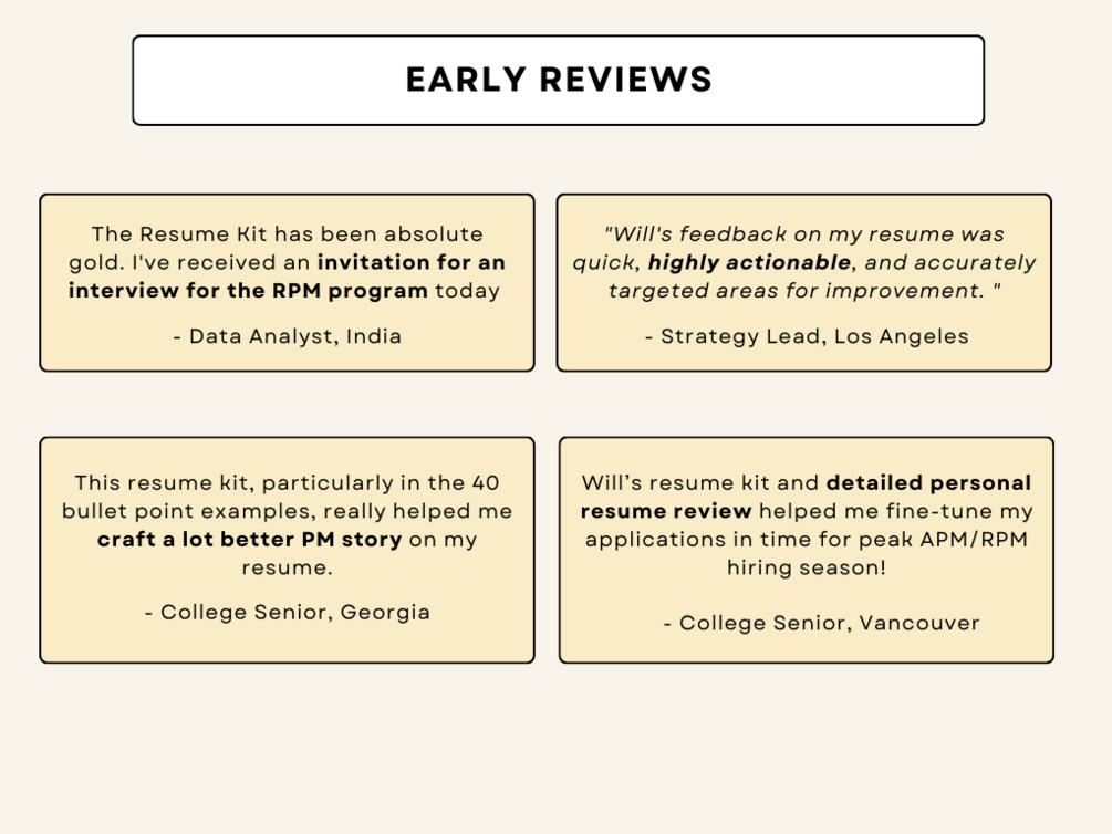 Meta Product Manager APM and RPM Resume Kit