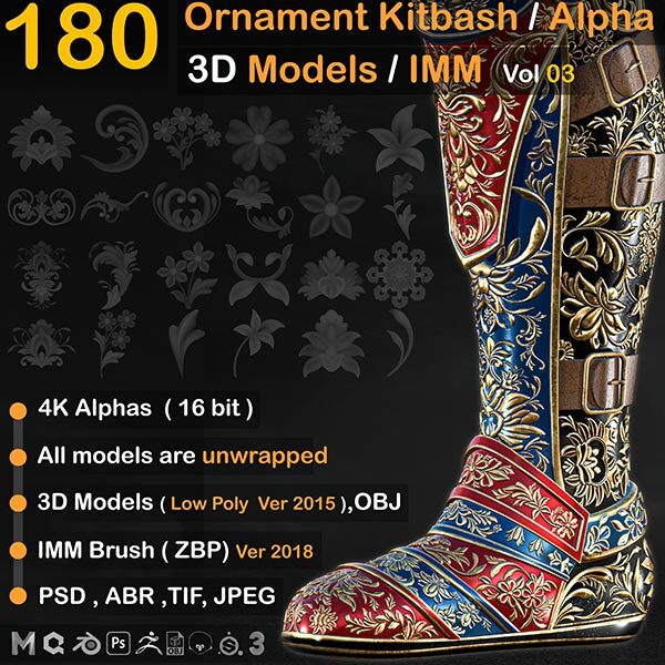 680 Ornament Brush+3D model+ Alpha (( Mega Bundle )) 30% discount