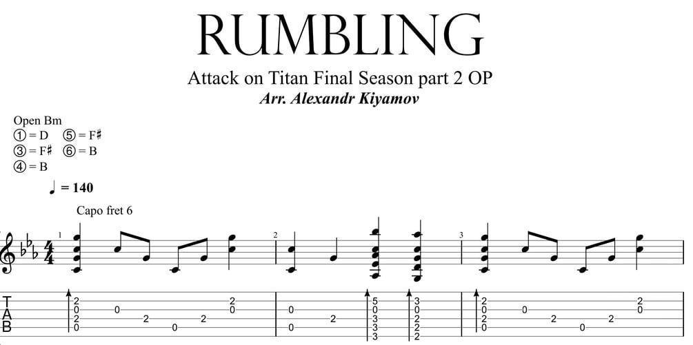 Rumbling Fingerstyle Tab