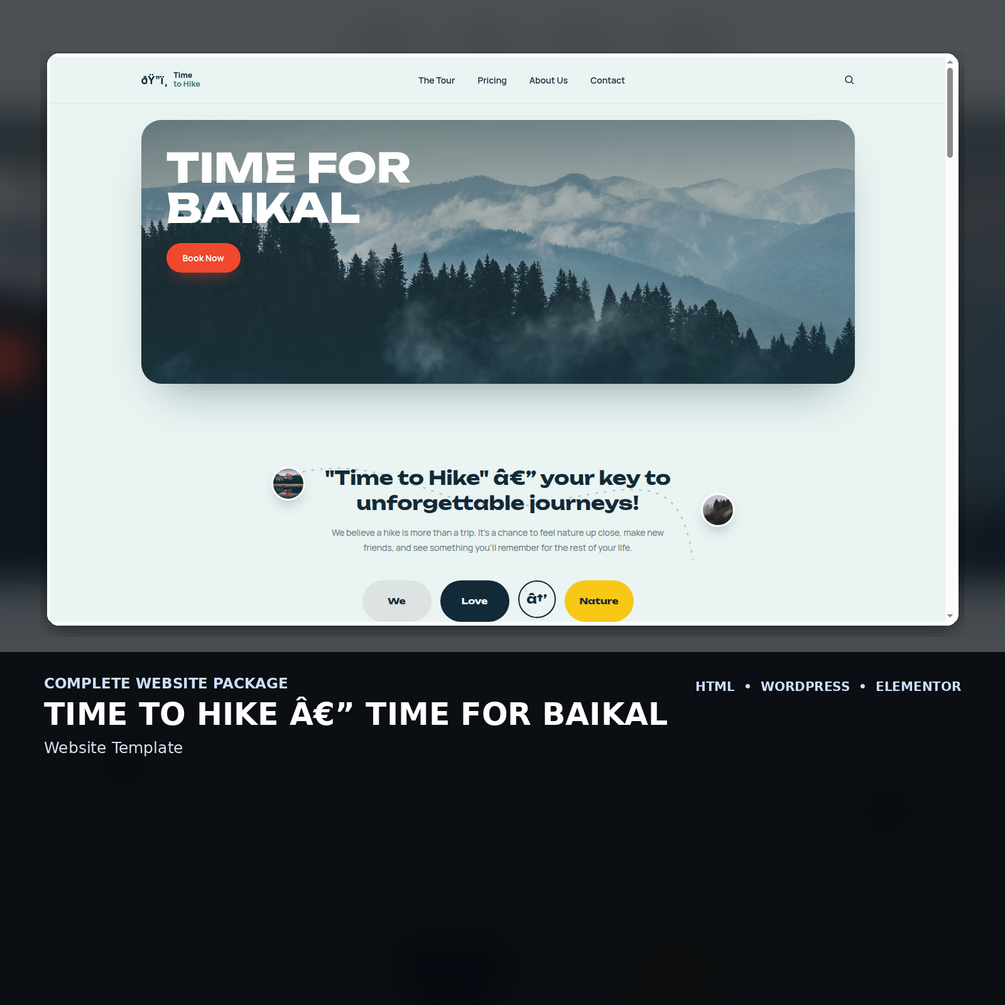 Mobile first screen of the Time to Hike website