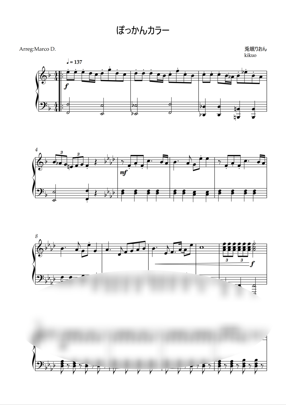 Pokkan Kara (ぽっかんカラー) / Kikuo SHEET + MIDI