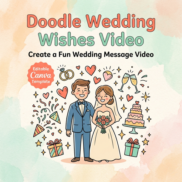 Cute Doodle Wedding Wishes Video Gift - Fun Canva Wedding Message Video