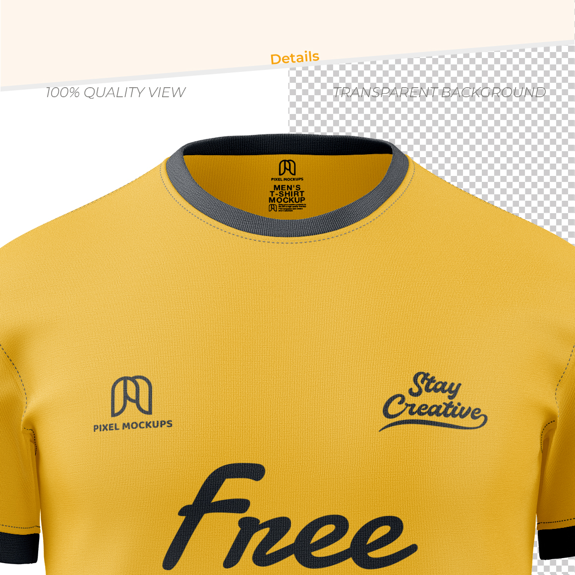 Editable T-shirt color mockup with transparent background