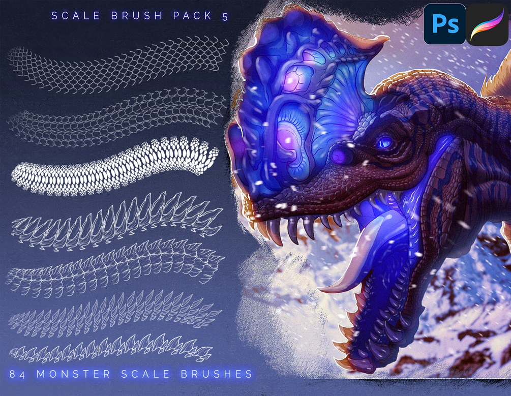 Photoshop / Procreate Scales Brush Pack 5 by Noct | noctemtenebris.bsky.social