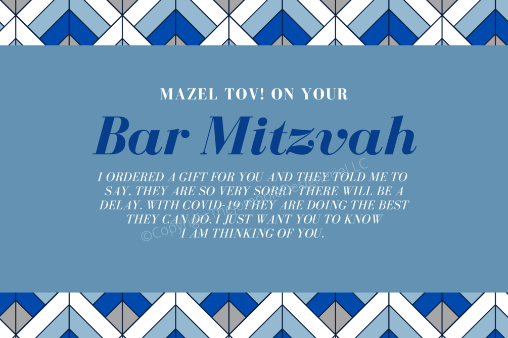 Bar Mitzvah Gift Delivery Delay Card