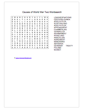 causes of world war two wordsearch