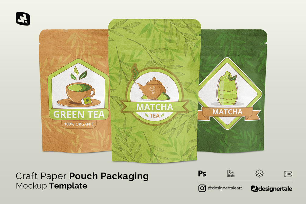 Craft Paper Pouch Packaging Mockup