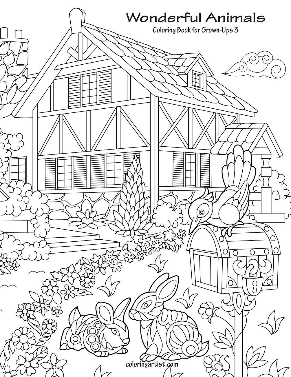Wonderful Animals Coloring Book for Grown-Ups 3