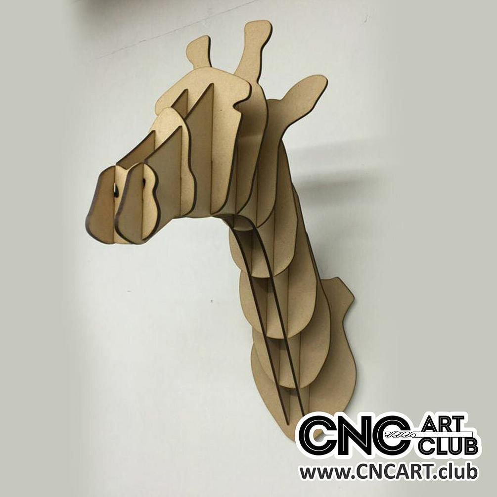 1006 - 3D giraffe head for wall design. Download DXF file