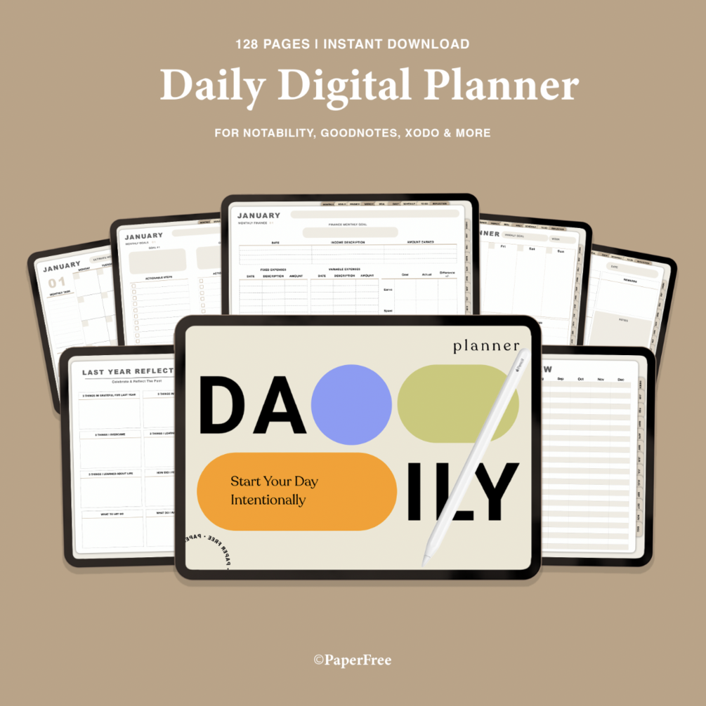 Digital daily planner for goodnotes notability printables pdf