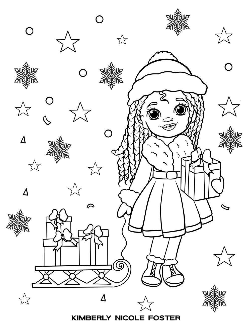 Black Girl Christmas Coloring Pages
