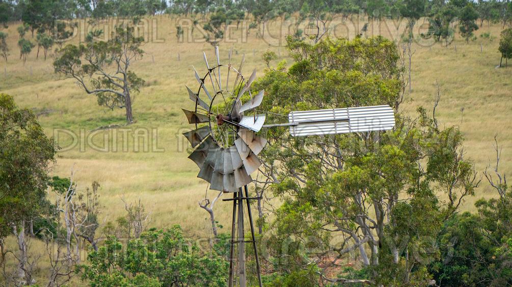Stock Photo Old Farm Windmill