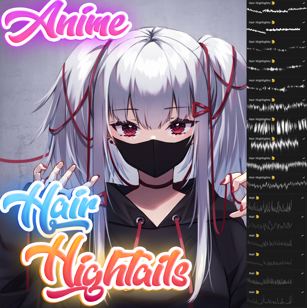 Anime Hair highlights brush pack!