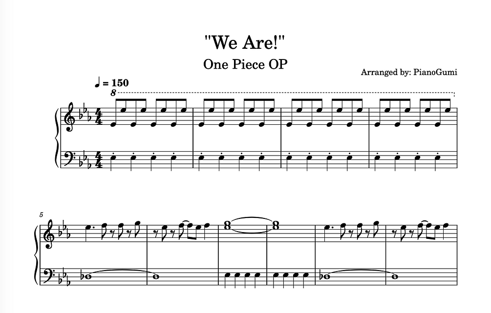 99以上 We Are One Piece Piano Sheet One Piece We Are Piano Sheet Easy