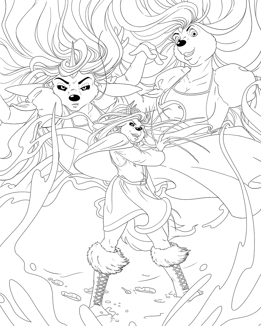 Downloadable Coloring Page - 'A Tripple Threat'