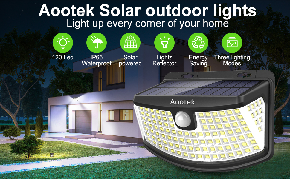 Click image to open expanded view Aootek New Solar Lights 120 LEDs with