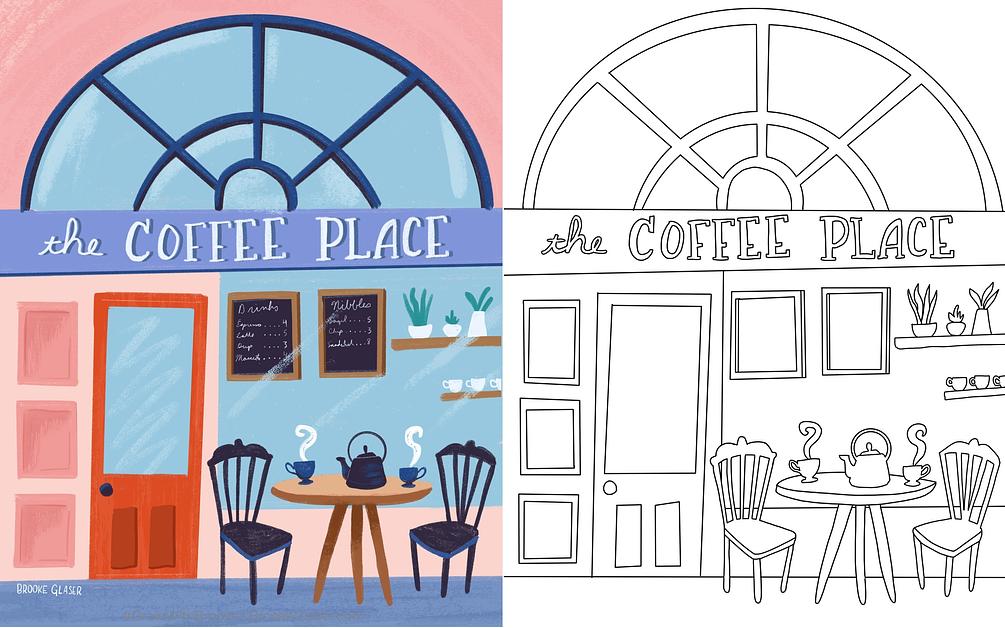 Coffee Shop Coloring Page