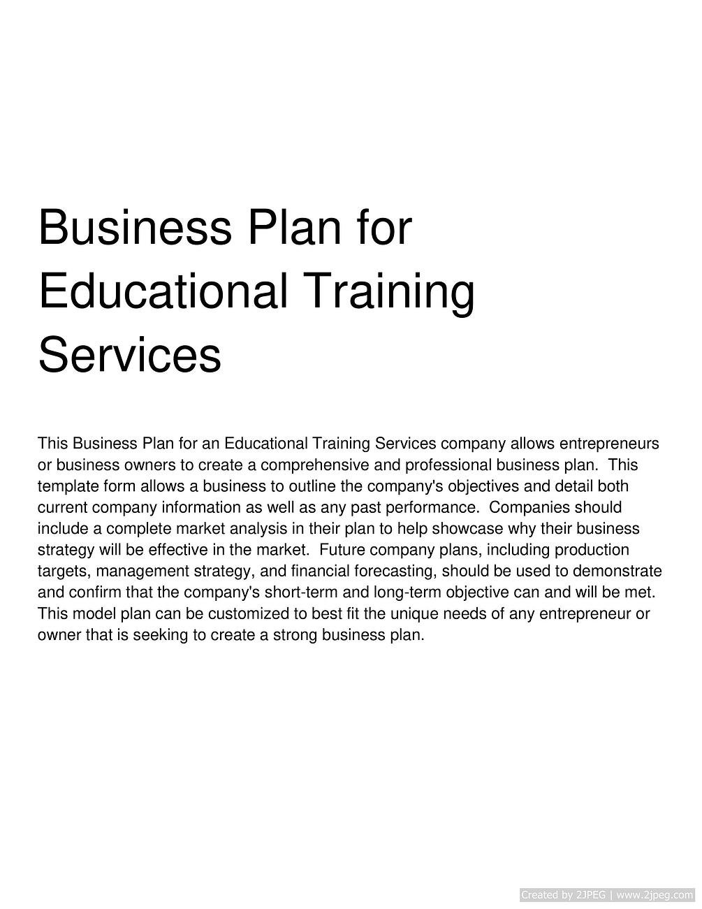 business plan for educational learning center