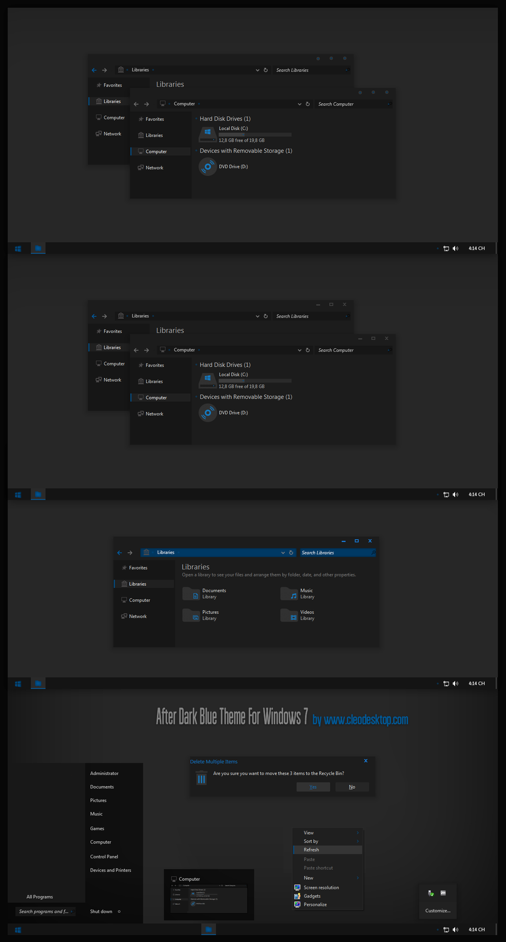 After Dark Blue Theme For Windows 7