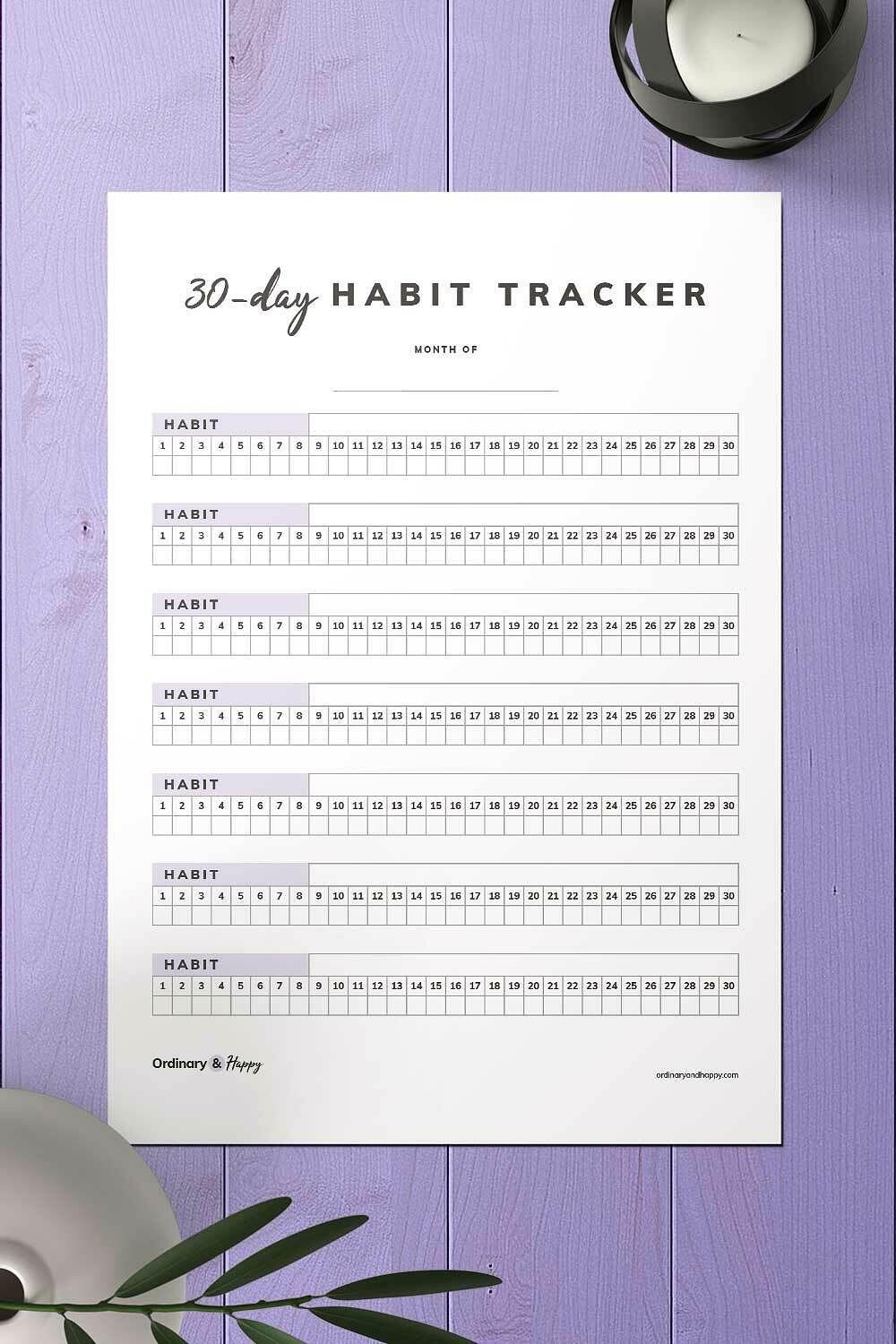 30Day Checkbox Habit Tracker Printable