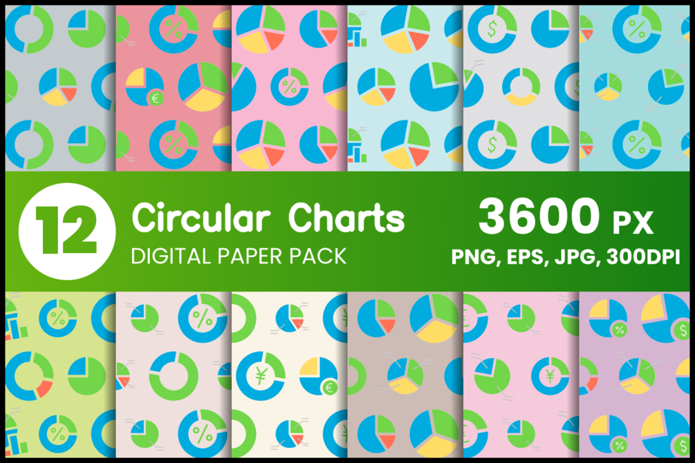 Circular Charts 12 Digital Paper Set