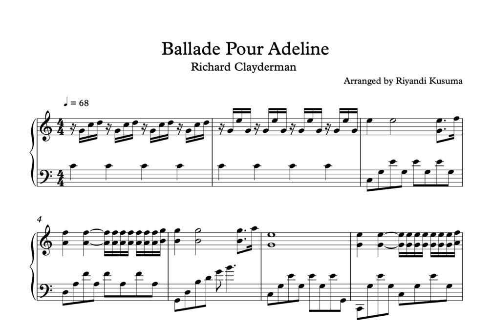 Ballade Pour Adeline - Richard Clayderman (Sheet Music)